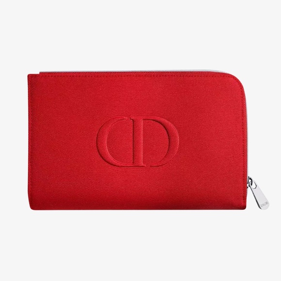 Dior Bags Dior Red Zip Around Canvas Logo Makeup Bag Toiletry Purse Pouch Poshmark